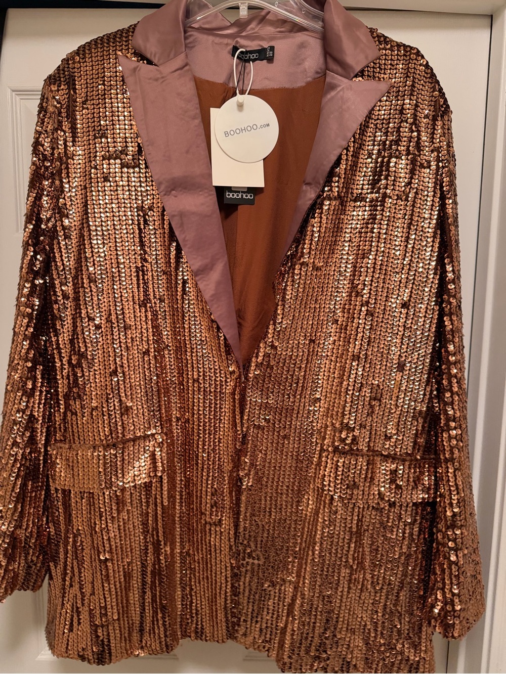 Boohoo Rose Gold Sequin Blazer